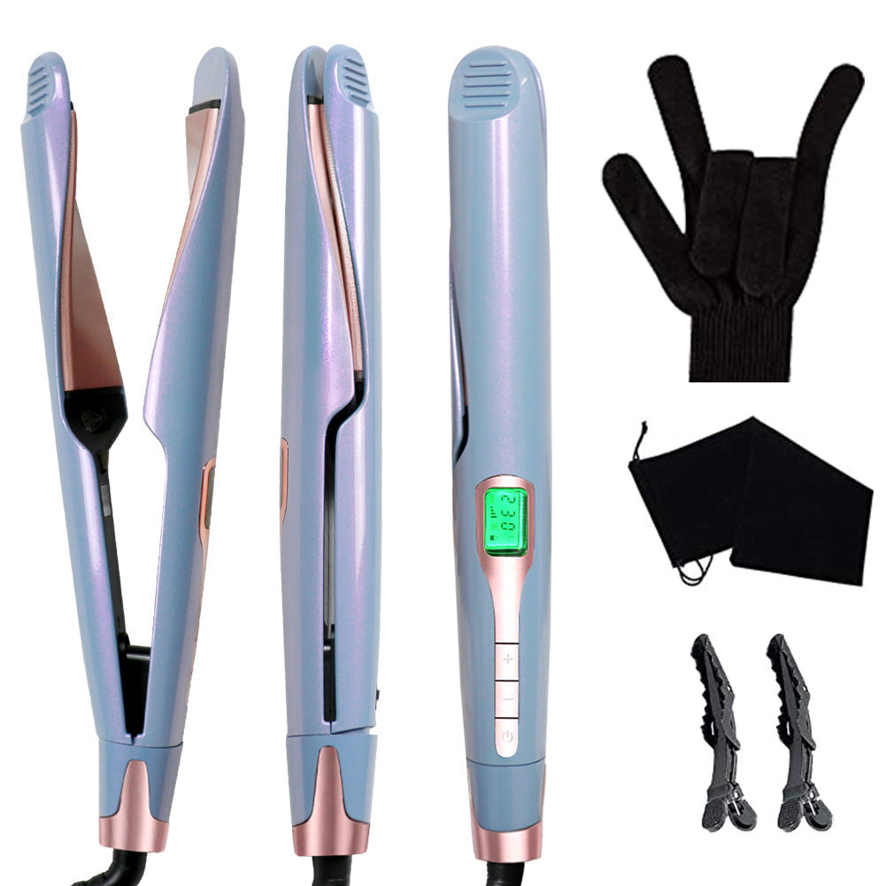 New 2-in-1 Titanium Tourmaline Ionic Ceramic Flat Iron Curler