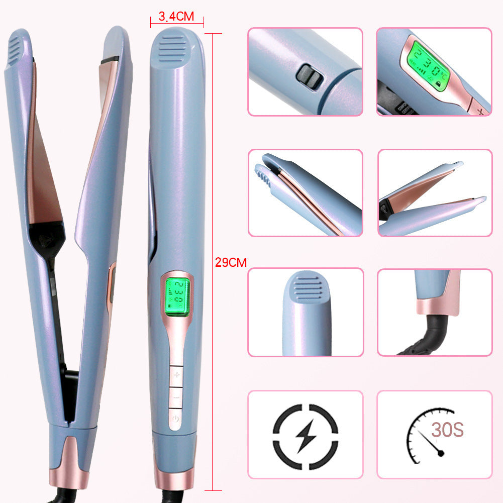 New 2-in-1 Titanium Tourmaline Ionic Ceramic Flat Iron Curler