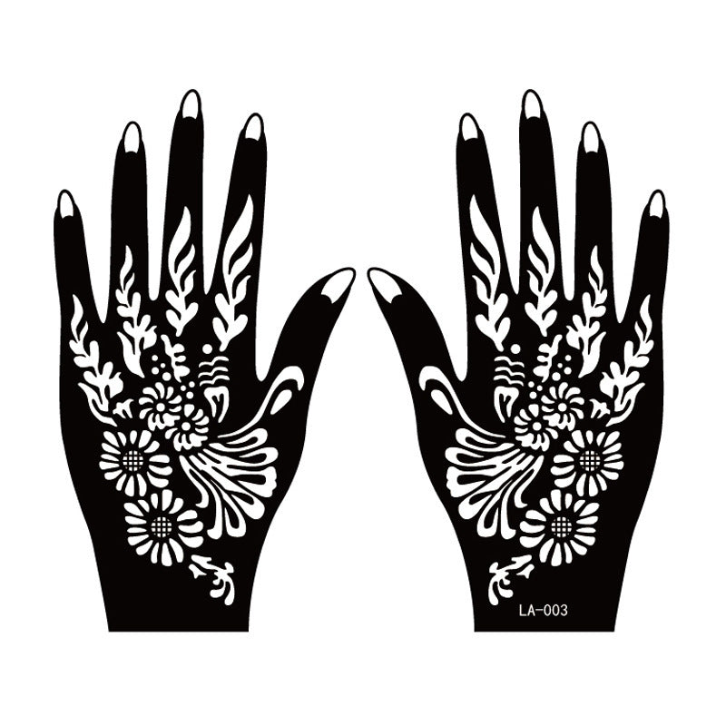 2 Sheets Temporary Hand Tattoo Decal Henna Stencil