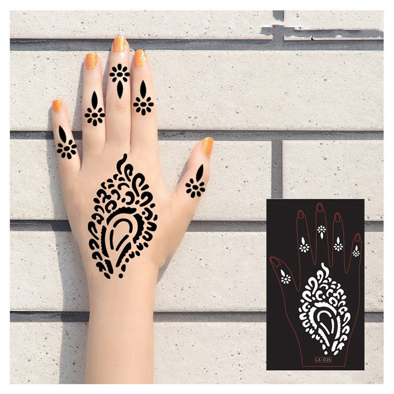 2 Sheets Temporary Hand Tattoo Decal Henna Stencil