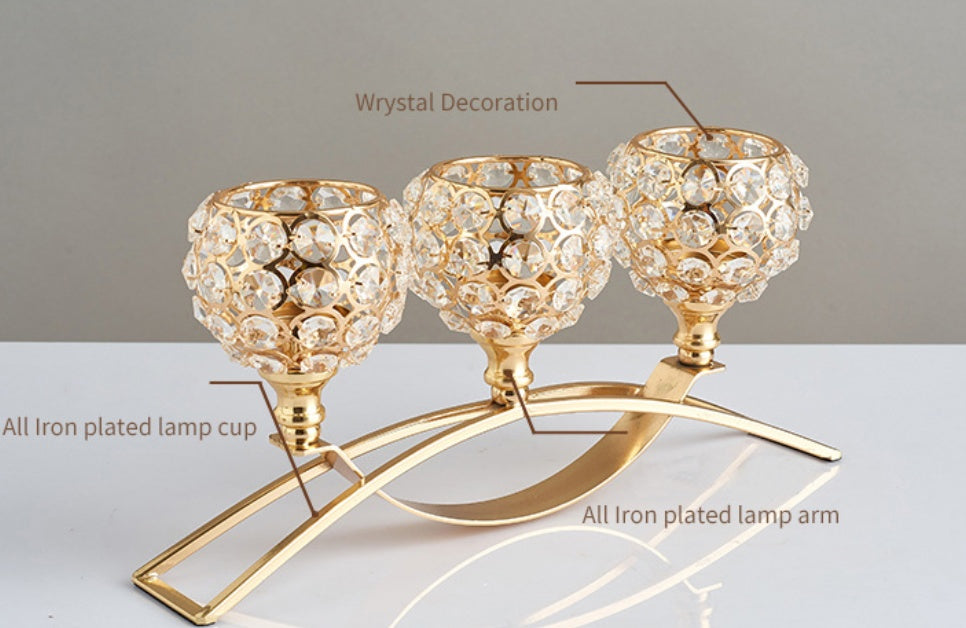Crystal Geometric Wrought Iron Candle Holder Ornament
