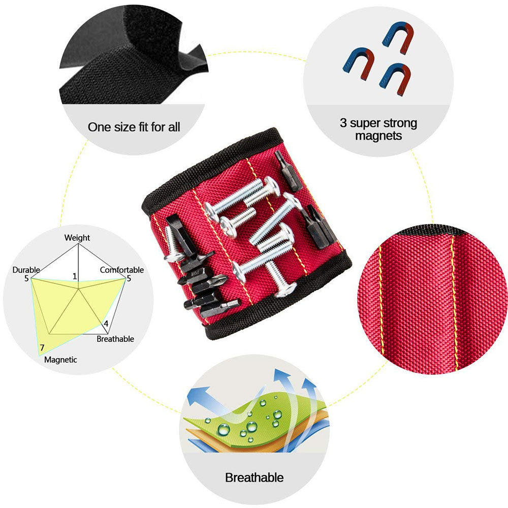 Fifteen Compartment Magnetic Wristband Tool Holder