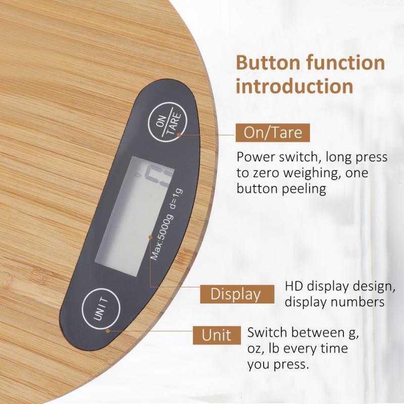 Bamboo Electronic Kitchen Baking Scale