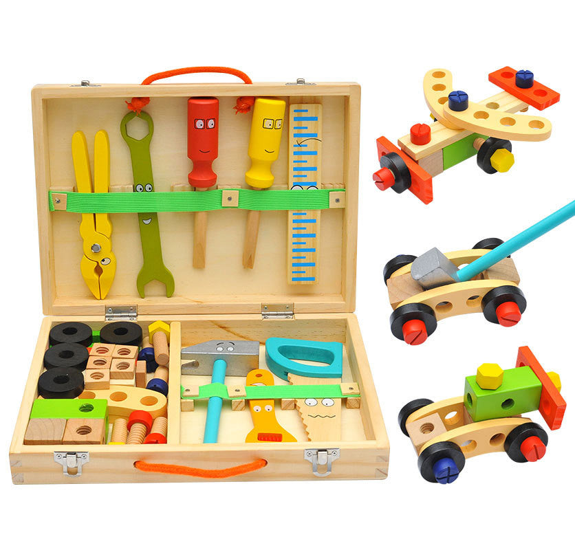 Children’s Wooden Toolbox Toy Set – Multi-Purpose Maintenance & Assembly