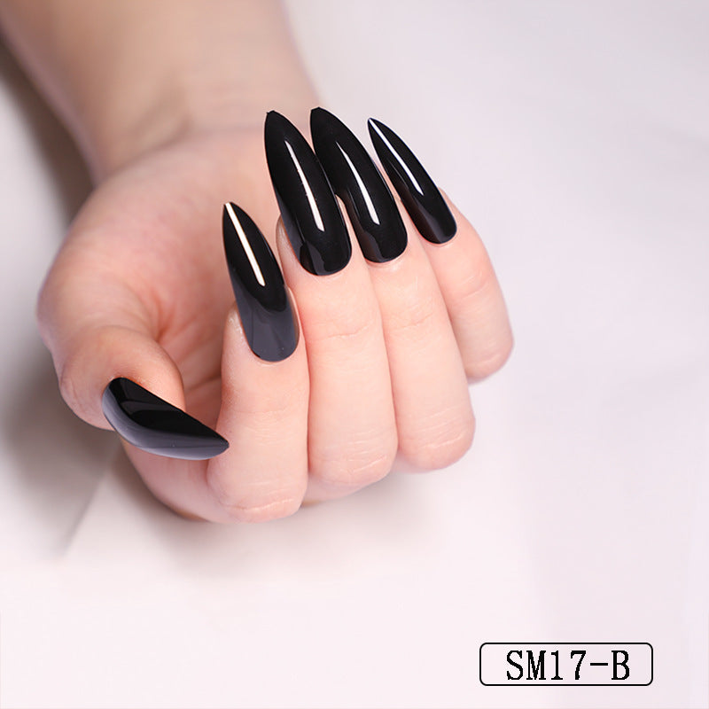 Long Pointed Solid Color False Almond Nails