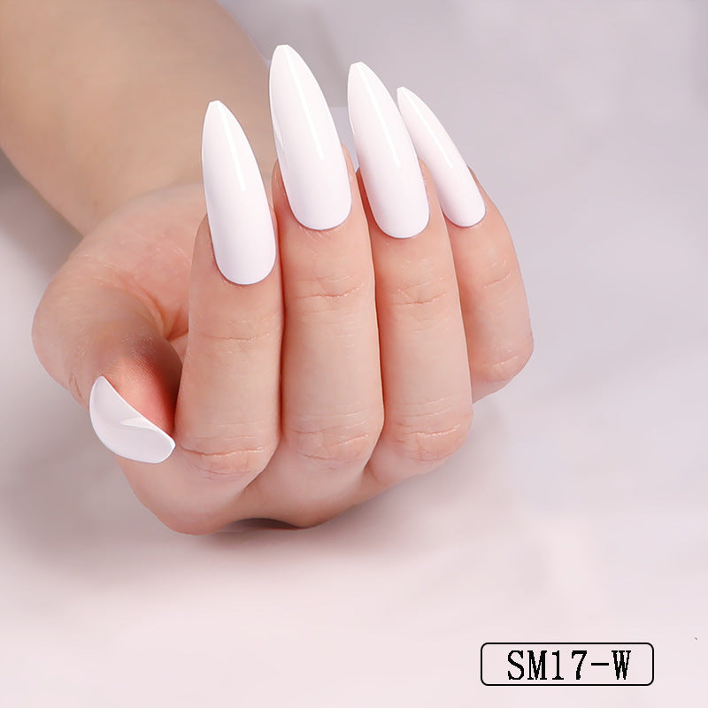 Long Pointed Solid Color False Almond Nails