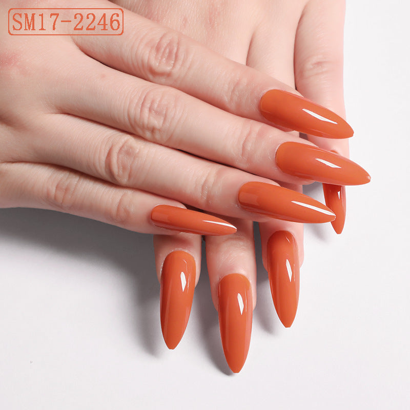 Long Pointed Solid Color False Almond Nails