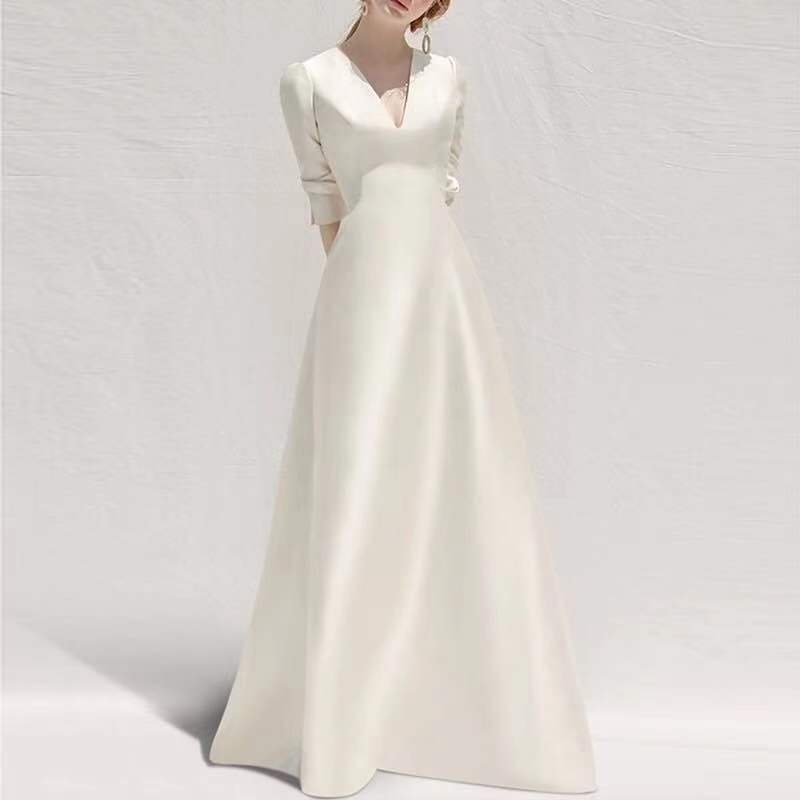 Elegant White Satin Dress