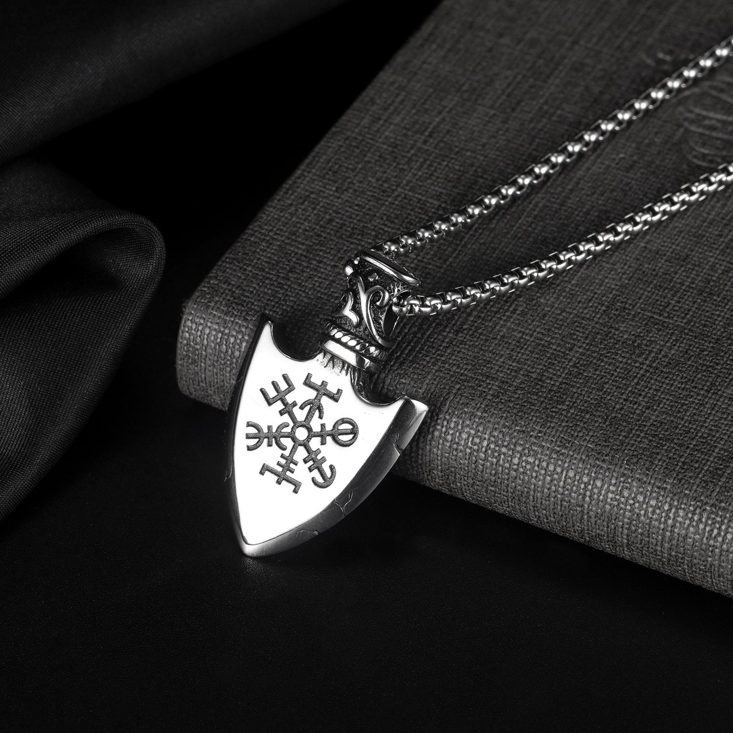 European Stainless Steel Shield Pendant