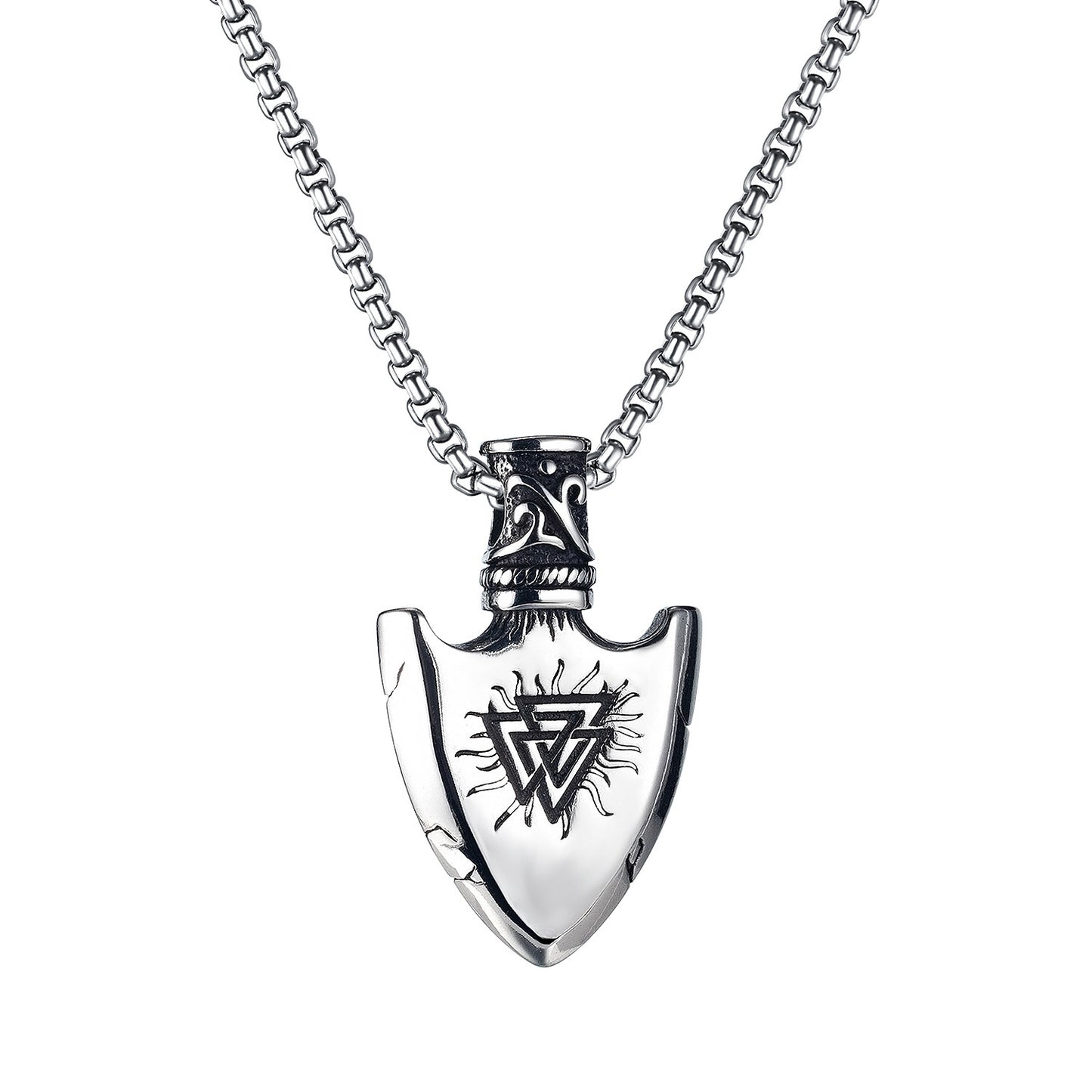 European Stainless Steel Shield Pendant