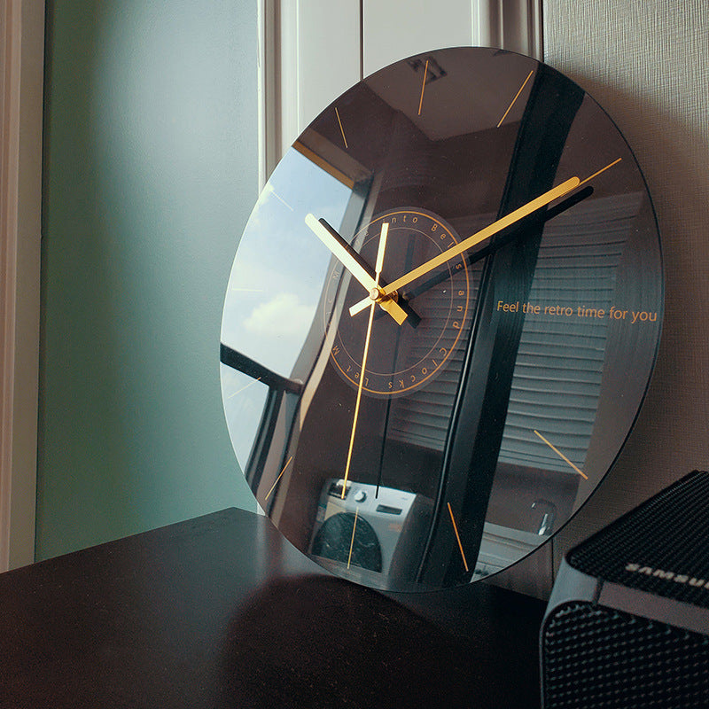 Luxury Silent Glass Wall Clock Living Room Decor