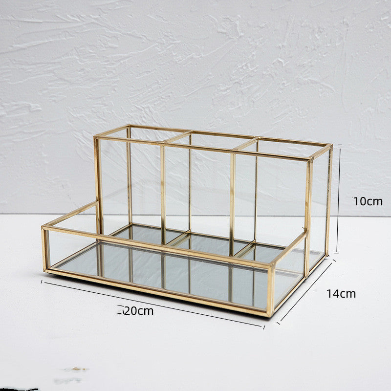 Golden Glass Makeup Organizer