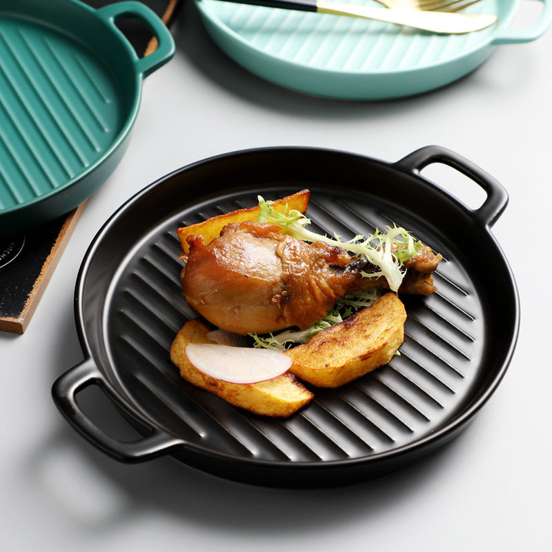 Binaural Ceramic Pizza Tray