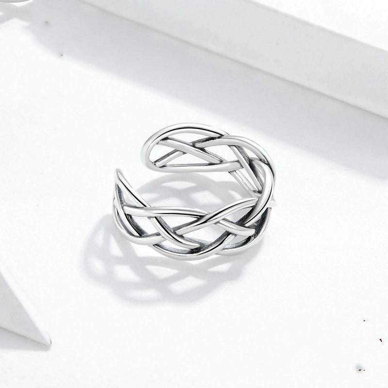 Bamoer Sterling Silver Woven Texture Ring