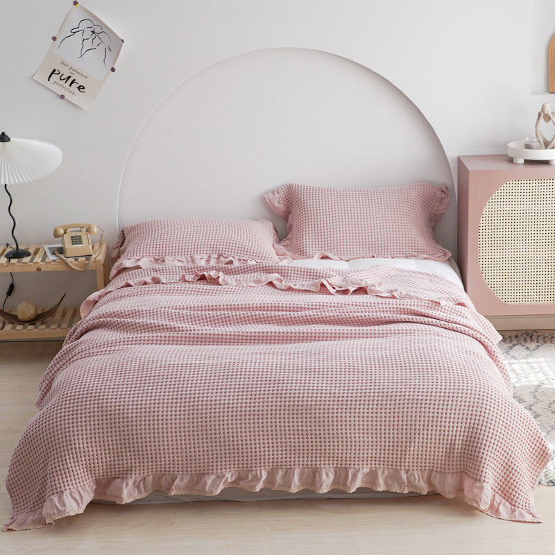Japan Waffle Plaid Cotton Blanket for Bed and Sofa