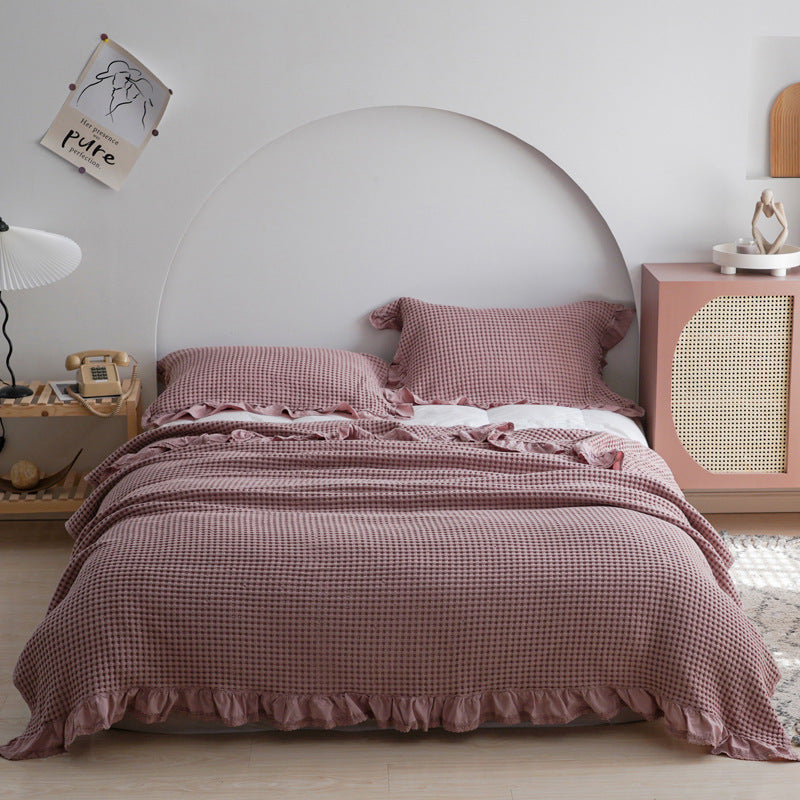 Japan Waffle Plaid Cotton Blanket for Bed and Sofa
