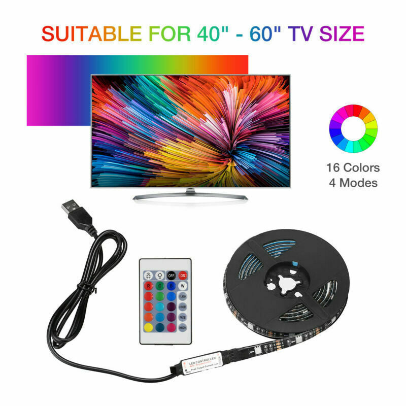 USB RGB LED Strip Light Kit (4x50cm) for TV and Computer Background