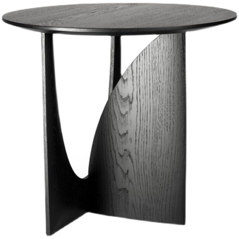 Round Solid Wood Geometric Side Table