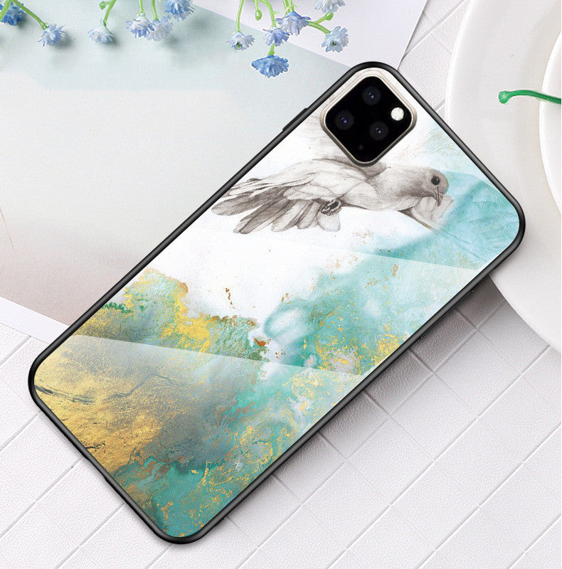 Marbled glass phone case