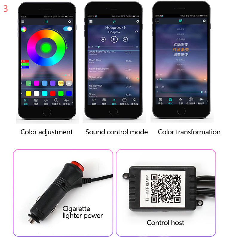 Car Fiber Optic Ambient APP Rhythm Light