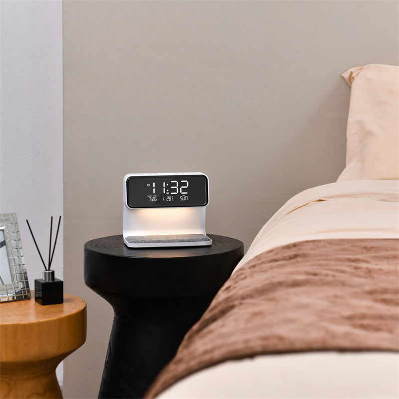 3-in-1 Bedside Lamp Wireless Charging Alarm Clock