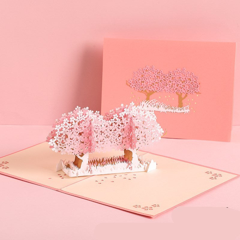 3D Sakura Kissing Lover Greeting Card