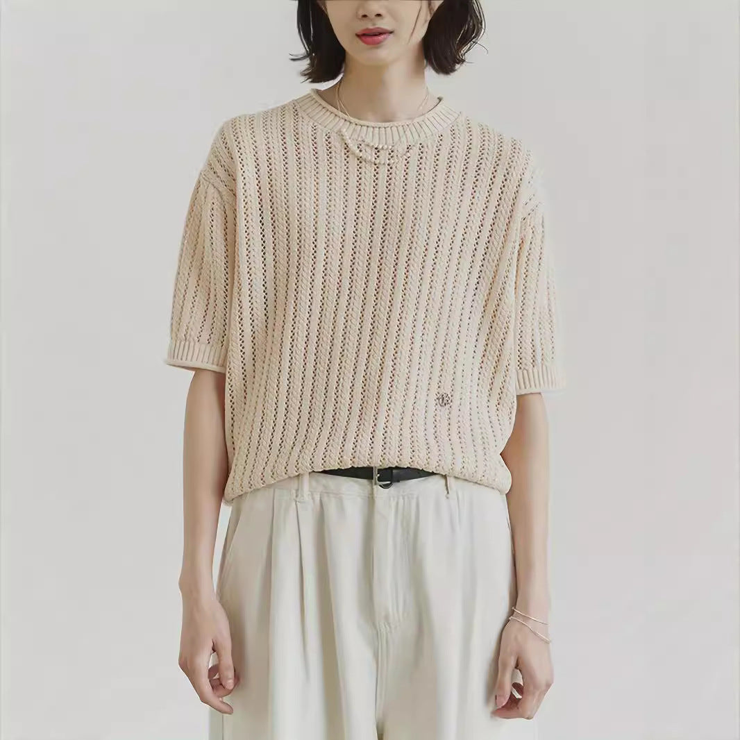 Unisex Niche Design Hollow Knitwear T-shirt