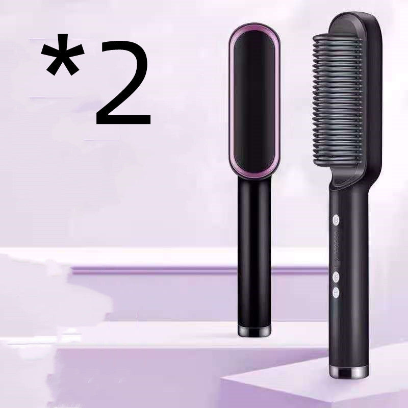 2 In 1 Hair Straightener Hot Comb Curling Brush
