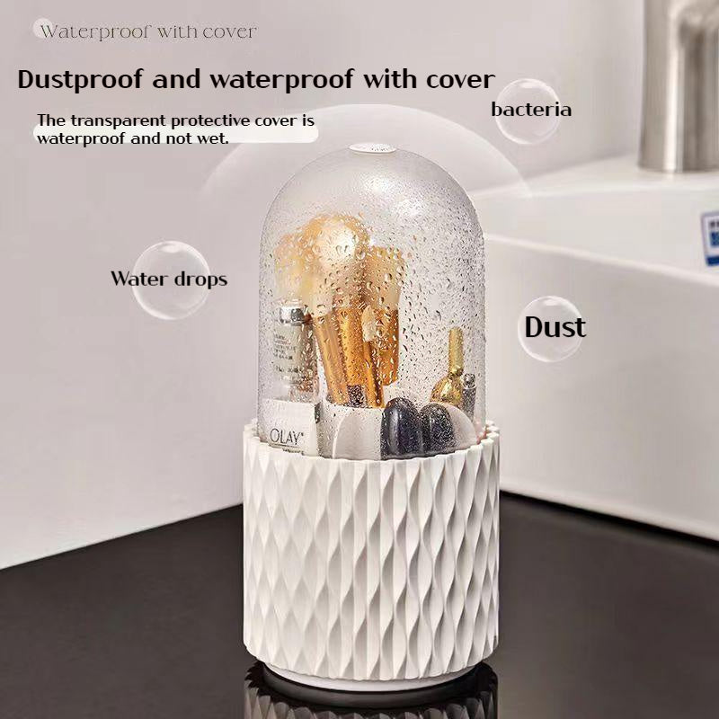 360° Rotating Makeup Brush Storage with Lid