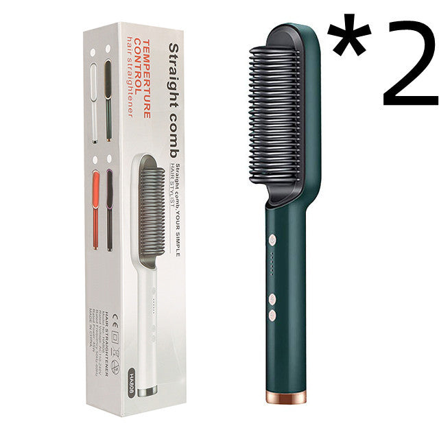 2 In 1 Hair Straightener Hot Comb Curling Brush