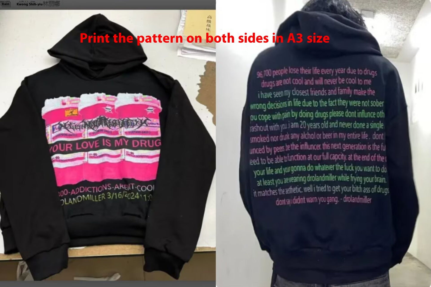 Men's Printed Long Sleeved Hoodie