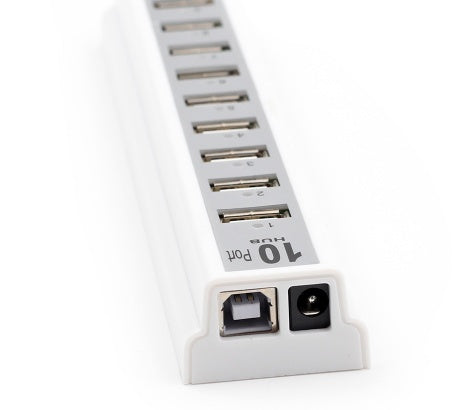 GOOJODOQ 10 Port USB 2.0 Hub with AC Power Adapter