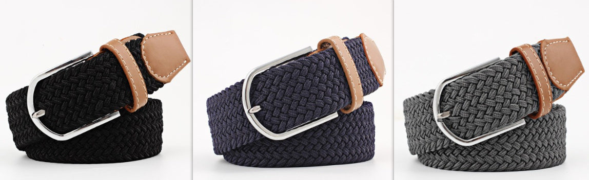 Women's Canvas Belt Casual Stretch Braided Buckle