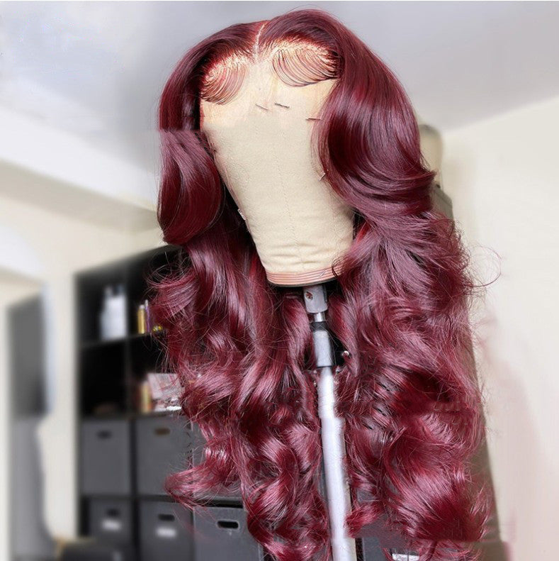 Wine Red Curly Lace Front Wig