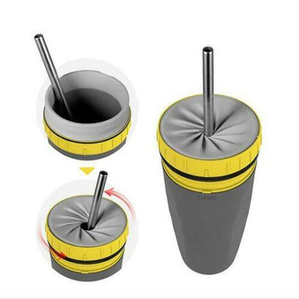 No Cover Twist Travel Cup with Straw and Double Insulation