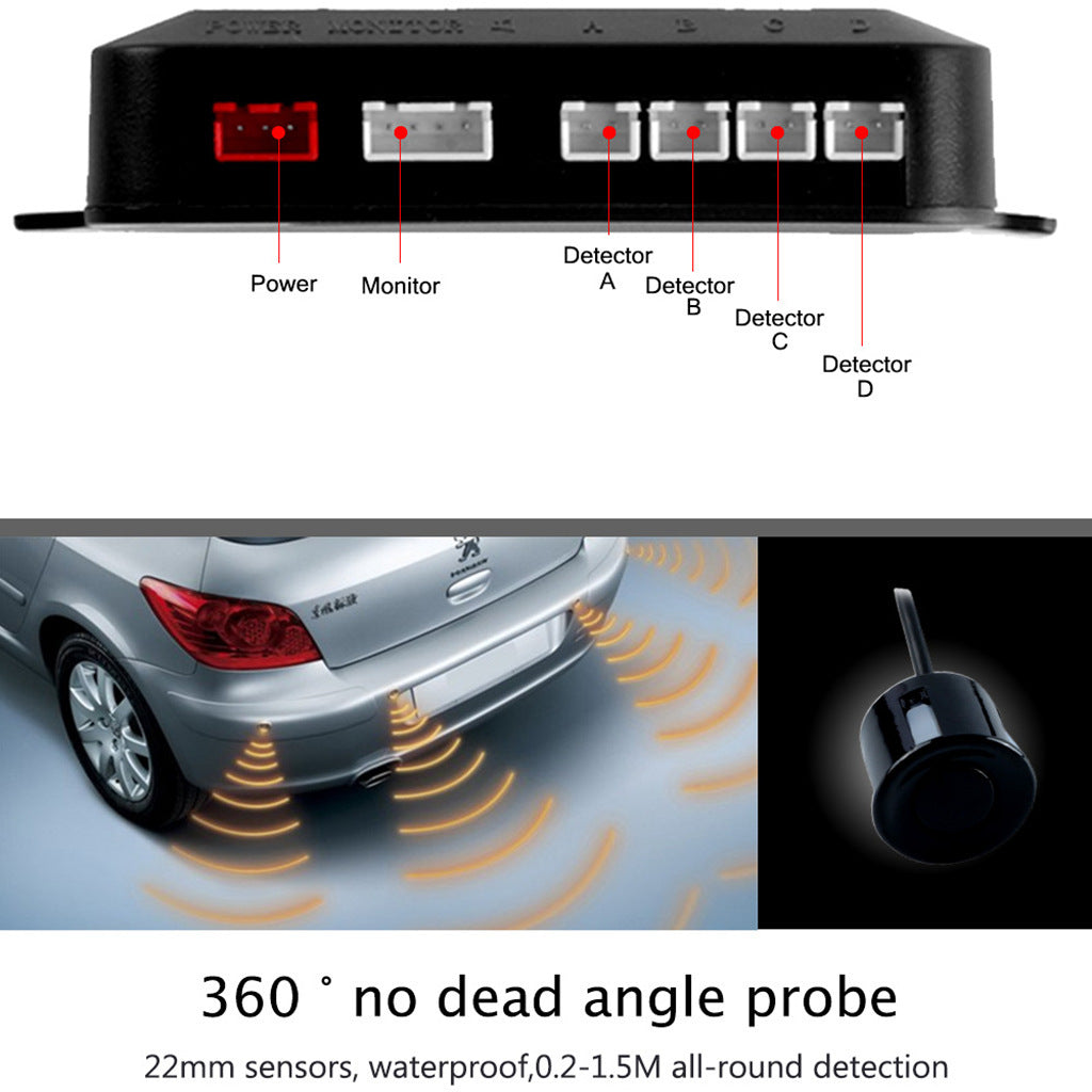 Car LED Crescent Parking Sensor 4 Probes