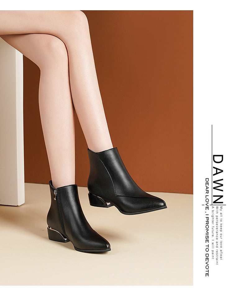 British Style Chunky Heel Martin Boots