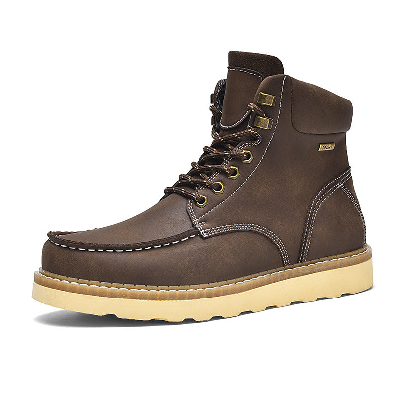 British High-top Leather Workwear Boots