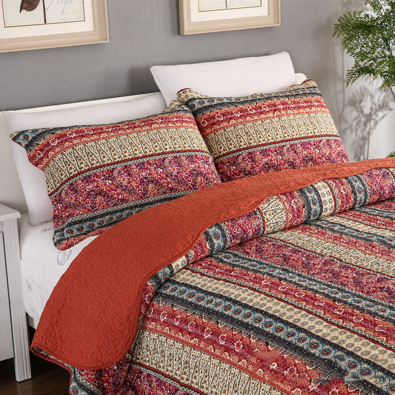 Three-piece Cotton Linen Wash Quilt Set