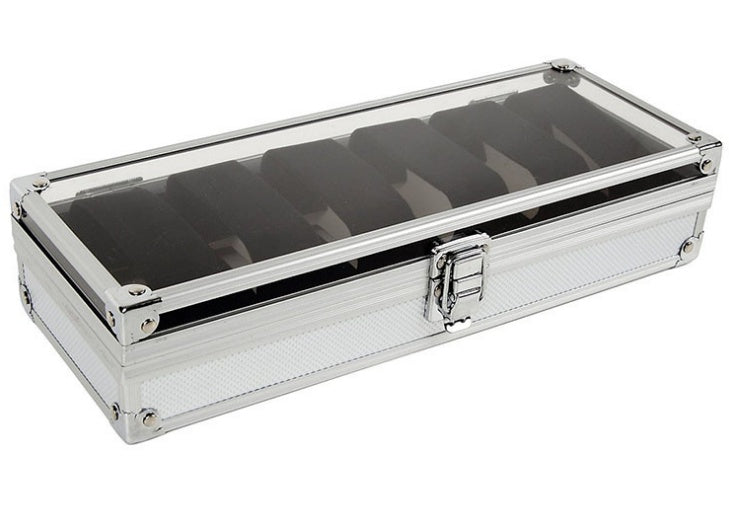 Aluminum 6 Watches Box Table Box Jewelry Storage Organizer