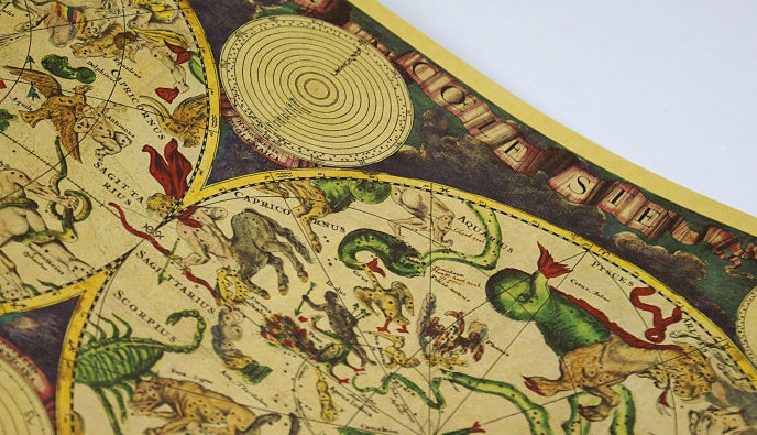 Ancient Constellation Map Zodiac Kraft Paper Art