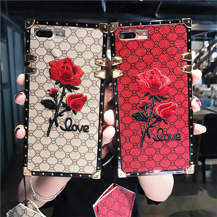 Apple 3D Rose Embroidered iPhone Case