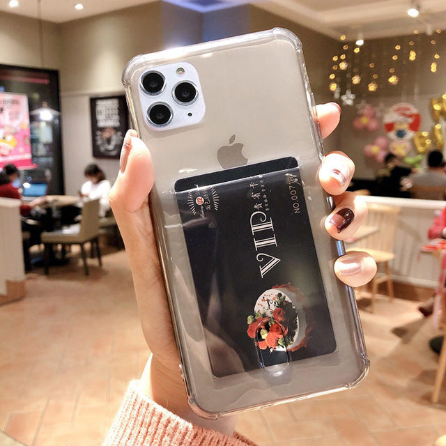 Apple Transparent Card Holder Phone Case