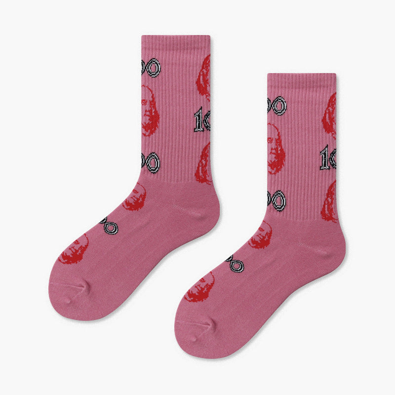 Creative Minimalist Printed Casual Mid Length Socks