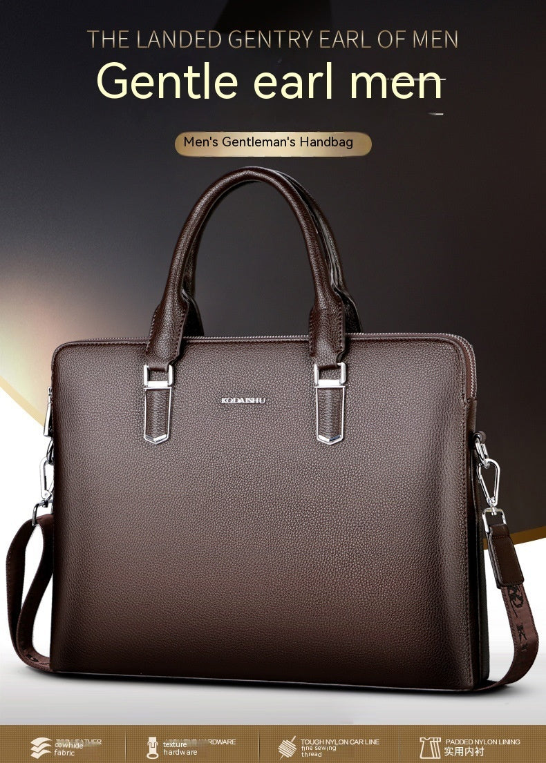 Men's Double Pull Leather Business Bag