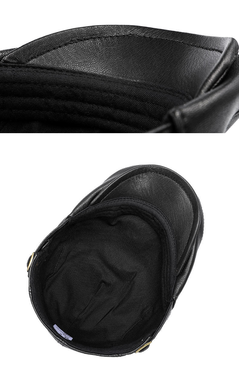 Autumn Winter Leather Men's Duck Tongue Beret