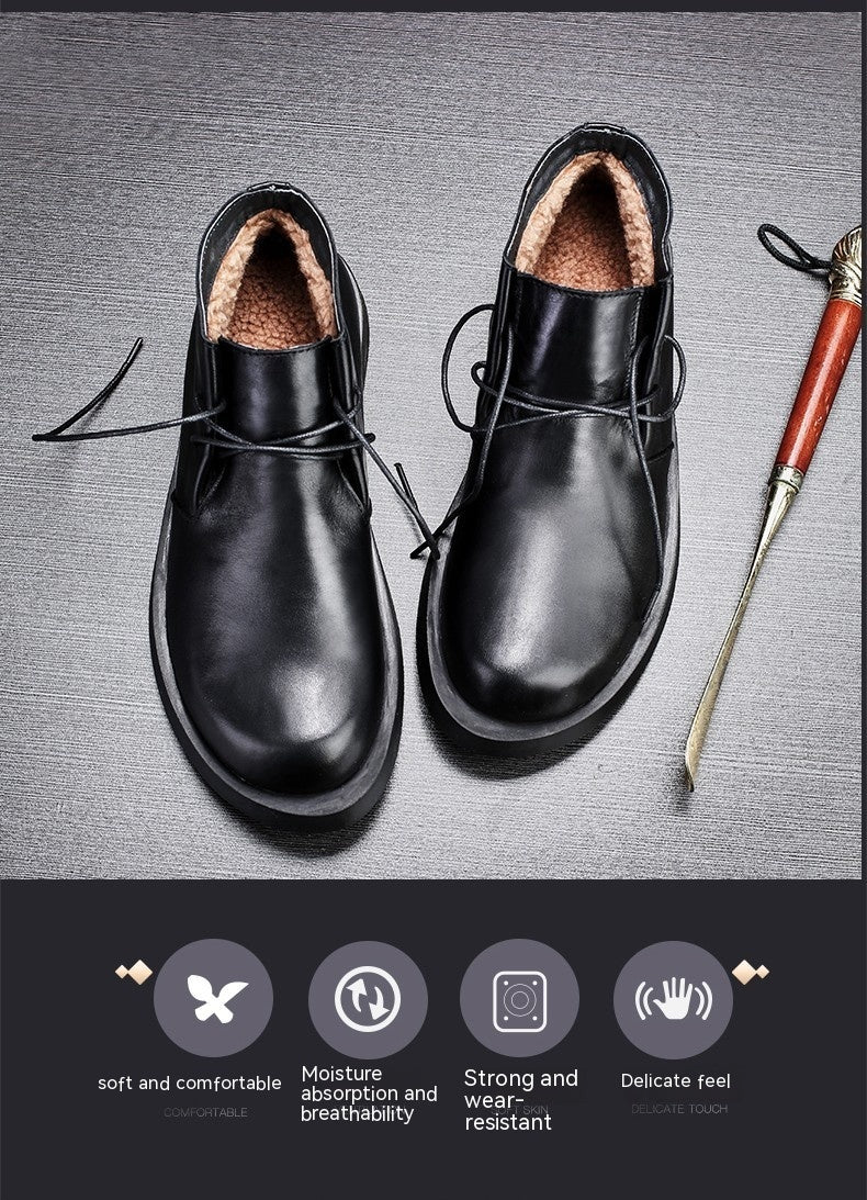 Short Lace-up Leather Mid-top Martin Boots