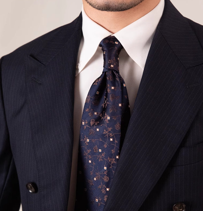 Three-fold Roll Wool Lining Handmade Silk Jacquard Tie
