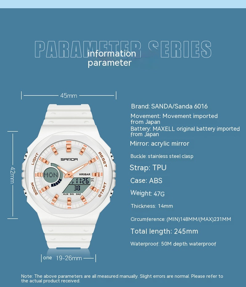 Sports Waterproof Dual Display Electronic Watch