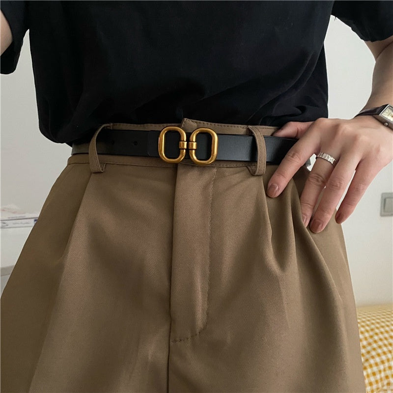 Women's Jeans Versatile Cowhide Belt